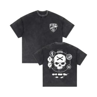 Imagem de Camiseta Masculina Oversized Vintage Com Estampa De Esqueleto Em Algod