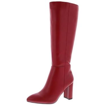 Imagem de TruFox Botas femininas clássicas de salto alto alto na altura do joelho, Vermelho - 1, 36