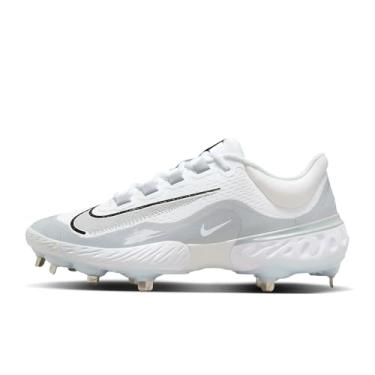 Imagem de Nike Tênis masculino Alpha Huarache Elite 4 Baseball Metal Baseball DJ6521, Branco/platina pura-azul matiz cinza-lobo, 43