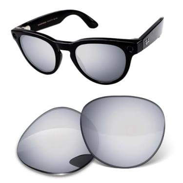 Imagem de Lentes de substituição de 1,6 mm compatíveis com óculos inteligentes RayBan Meta Headliner (Gen 2) RW4013 50 mm, antiarranhões e fácil ajuste (espelhado prata escuro)
