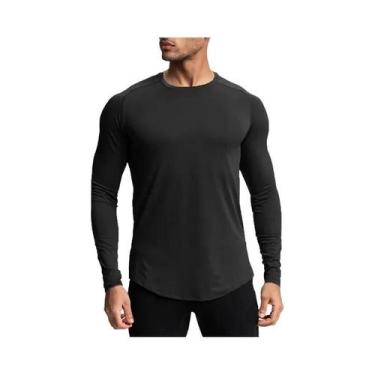 Imagem de Camiseta De Compressão De Manga Longa Para Corrida Masculina, Secagem 