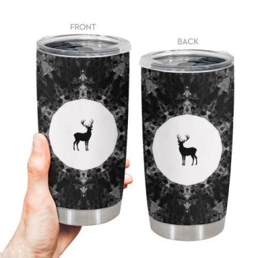 Imagem de Copo de viagem, caneca de café Oasisdream, 600 ml com estampa de veado