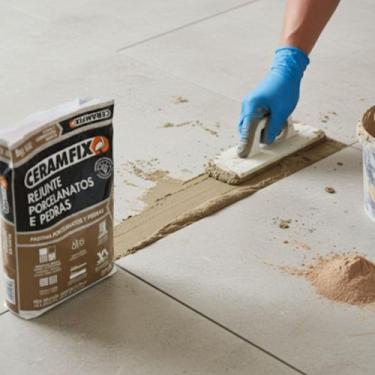 Imagem de Rejunte Porcelanatos E Pedras Marrom Claro 1kg Novo - Ceramfix