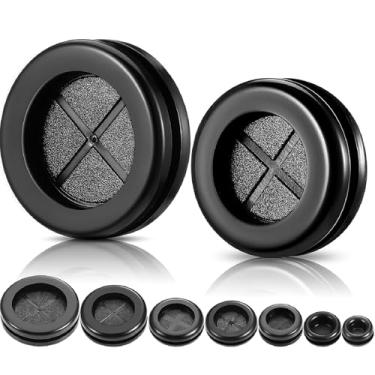 Imagem de 52 peças de argolas redondas de borracha, 7 tamanhos, preto, kit de vedação de fio elétrico dupla face com faca de caixa retrátil para proteger o cabo, cabo, plugue de orifício de firewall para suprimentos automotivos