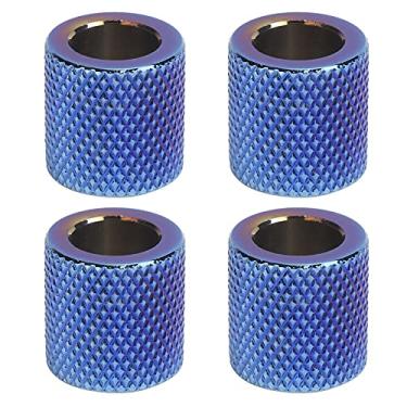 Imagem de KIMISS 4 Peças Anéis de Colarinho de Encosto de Cabeça de Carro de Liga de Alumínio para Suv, Caminhão e Decoração de Interiores de Automóveis-elegante e Fácil de Instalar (Azul)