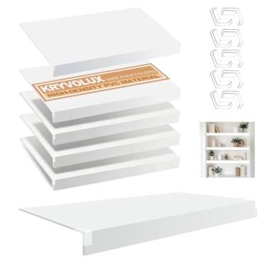 Imagem de Kryvolux 5 capas para rack de arame de 78,7 x 30,5 x 7,6 cm, capa de prateleira de despensa de PVC com 0,8 cm de espessura, capas de prateleira removíveis para armário, decoração de cozinha, banheiro