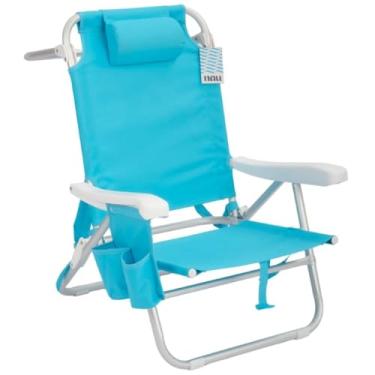 Imagem de Cadeira de Praia Mochila Dobrável Reclinável de Alumínio - 5 Posições, Portátil e Leve, Ideal para Camping, Lazer ao Ar Livre e Viagens (Azul Piscina)