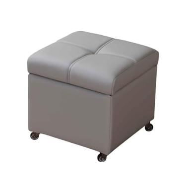 Imagem de Cubo De Assento Com Rodízios Giratórios Para Sofá Cadeira Banco Otomano Banquinho Móvel Para Sala De Estar E Quarto(Light grey,32cm/12.6in)
