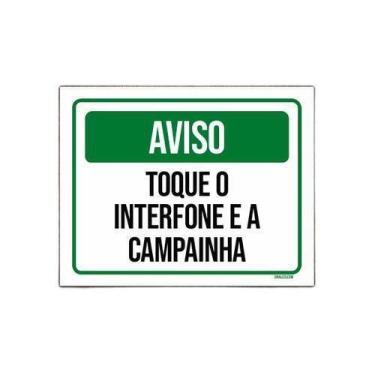 Imagem de Placa Sinalização - Aviso Toque Interfone Campainha 36X46 - Sinalizo