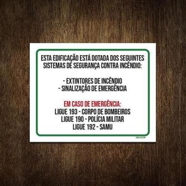 Imagem de Placa Edificação Sistema Segurança Contra Incêndio 27X35 - Sinalizo.Co