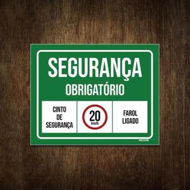Imagem de Placa Segurança Obrigatório Cinto De Segurança Farol 18X23 - Sinalizo