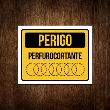 Imagem de Placa Perigo Cerca Perfurocortante Concertina Arame 27X35 - Sinalizo