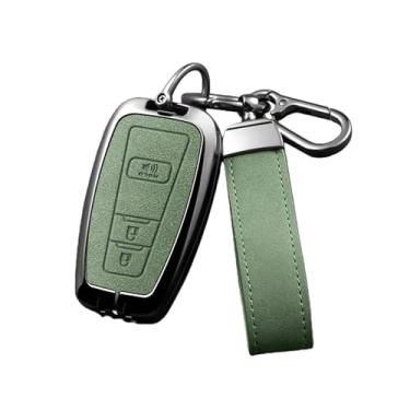 Imagem de Capa de couro para chave remota inteligente de carro compatível com Toyota Avalon Camry RAV4 Prius CHR C-HR Corolla Land Cruiser Prado Chaveiro(M-gun green ring)