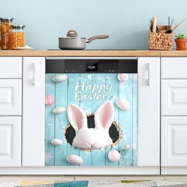 Imagem de SEHANY Capa magnética de conto de fadas fofo coelhinho da Páscoa, adesivos magnéticos decorativos antiarranhões para painel de geladeira e lava-louças, decoração de flores de fazenda de cozinha