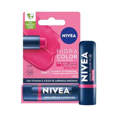Imagem de NIVEA Hidratante Labial Hidra Color 2 em 1 Rosa Pink 4,8g - Combina cor intensa e hidratação enriquecida com Manteiga de Karité, Óleo de Amêndoas orgânico e Vitamina E