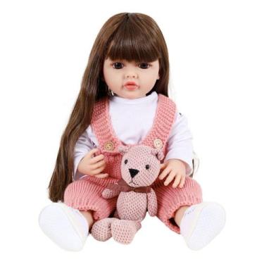 Imagem de Bebê Sweetie Reborn Roupa Touca Crochê Urso Amigurumi 55cm - Sweetie R