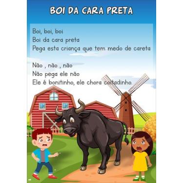 Imagem de Painel De Lona Músicas Cantigas Infantis Boi da Cara Preta - 100x070cm