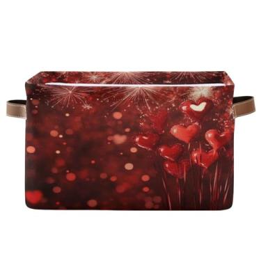 Imagem de Blueangle 1 caixa de armazenamento retangular para fogos de artifício coração dos namorados, 38 x 28 x 24 cm, cesta organizadora dobrável para decoração de casa (329)