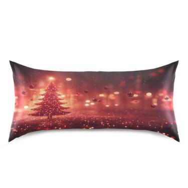 Imagem de Blueangle Fronha de cetim com bolas vermelhas de Natal para cabelo e pele, fronha de seda, tamanho king (50,8 x 101,6 cm) - Capas de almofada de cetim com fecho de envelope (361)