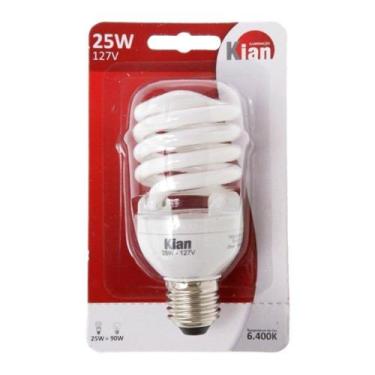 Imagem de Lâmpada Eletrônica Espiral Kian 220x25W T2 6,400k Branco 8000H 1478 Lu