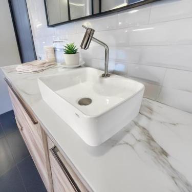 Imagem de Kit Cuba Apoio C/ Torneira Max Cromada E Válvula Click - Smart DEPOT