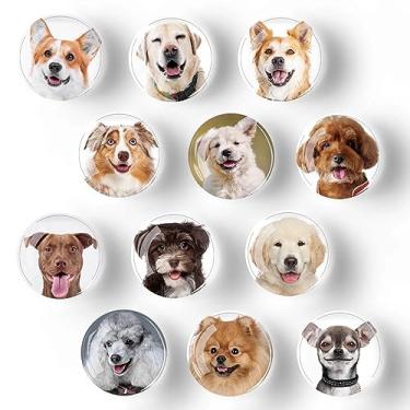 Imagem de 12 peças de ímãs de geladeira de vidro – decoração de ímãs de geladeira para sala de aula, armário, quadros brancos de escritório, armário, lava-louças e superfícies magnéticas (sorriso de cachorro fofo)