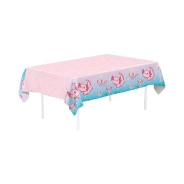 Imagem de Toalha De Mesa De Axolote Salamandra Rosa Em Estilo Cartoon, Decoração