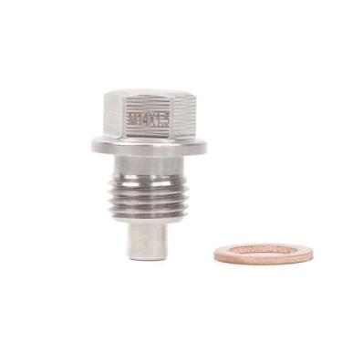 Imagem de Bujão de drenagem de óleo magnético M14x1,5, parafuso de porca de drenagem de cárter magnético de aço inoxidável com arruela de esmagamento de cobre antivazamento, substituição universal à prova de