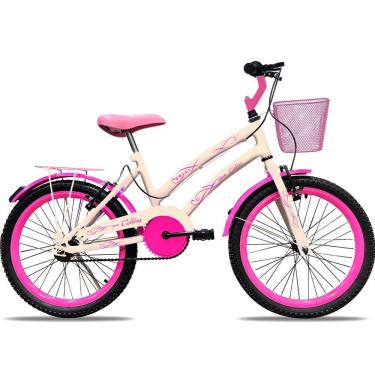 Imagem de Bicicleta Infantil Colli Celina Com Cesto Bege Aro 20 Quadro Aço Carbono 7+ anos Freio V-Brake Feminina Menina Cestinha