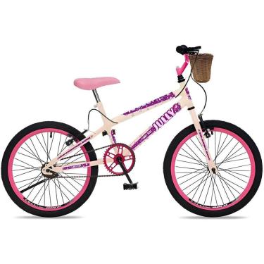Imagem de Bicicleta Infantil Colli Jully Com Cesto Bege Retro Aro 20 Quadro Aço Carbono 7+ anos Freio V-Brake Feminina Menina Cestinha