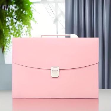 Imagem de Pasta Organizadora Expansível A4 com 24 Divisórias para Documentos, Arquivos e Folhas, Fechamento Seguro, Alça Superior, Ideal para Escritório, Escola e Rotina Diária (ROSA)