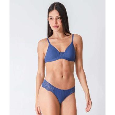Imagem de Calcinha Fio Dental Recorte Renda Marisa Azul-75182, Azul, P
