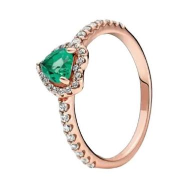 Imagem de Anel Em Forma De Coração Com Pedra Vermelha Em Prata Esterlina 925 Cor