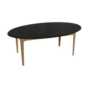 Imagem de Mesa p/ Cozinha Mira Madeira Maciça c/ Tampo Madeirado c/ Vidro 180x105cm Carvalho/Preto Fosco - Kappesberg