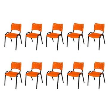 Imagem de Kit 10 Cadeiras Iso Fixa Tubular Igreja Escritório Sorveteria Empilháv