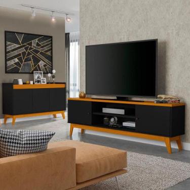 Imagem de Conjunto Sala de Estar Buffet Ripado Rack 2 Portas 180cm - ViaNossa, P