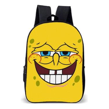 Imagem de Mochila Infantil Escolar Simples Tema Desenho Esponja Rosto Lançamento