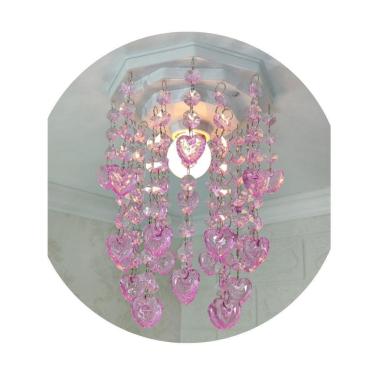 Imagem de Lustre Infantil Rosa com Castanhas de Acrílico - 25cm