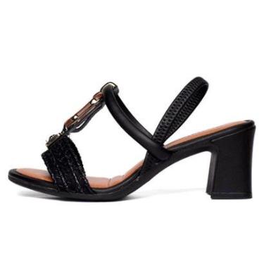 Imagem de Sandalia Mississipi Salto Grosso Com Tira Texturizada-Feminino