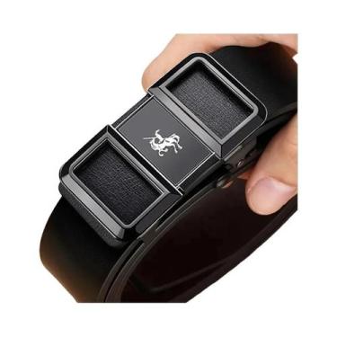 Imagem de Cinto Masculino De Couro PU Com Fivela Automática, Acessório De Cintur