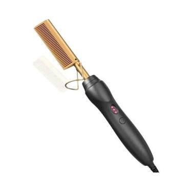 Imagem de Escova Elétrica Rosa Para Alisamento De Cabelo, Ferramenta De Estiliza