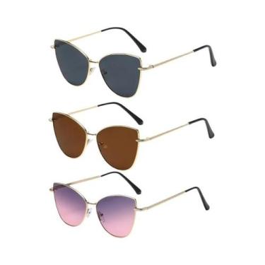 Imagem de Óculos De Sol Femininos Retrô Em Metal Estilo Gato UV400 Moda Europeia