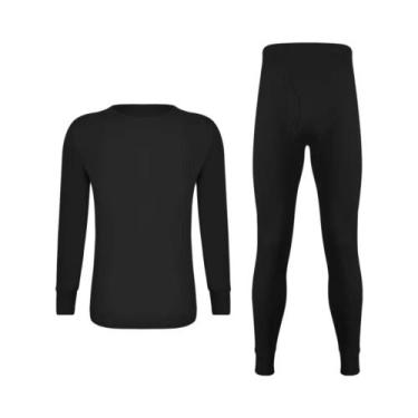 Imagem de Conjunto De Roupa Térmica Masculina Com Forro De Lã Para Clima Frio S-