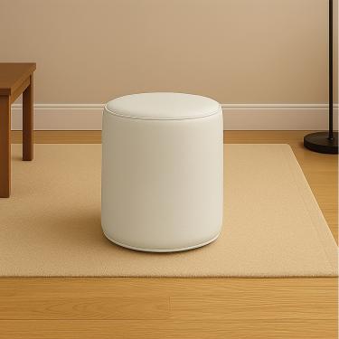 Imagem de Puff Redondo Orgânico para Sala Malu Sintético PU Bege M11 - D'Rossi