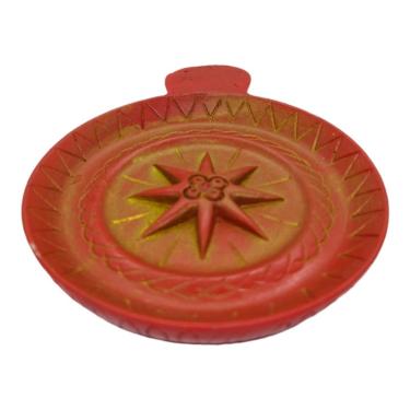 Imagem de Incensário Prato 10 cm Universal Vermelho em Resina