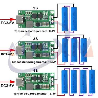 Imagem de Carregador De Bateria De Lítio 14.8V 18650 LiPo Li-Ion Com Aumento De 