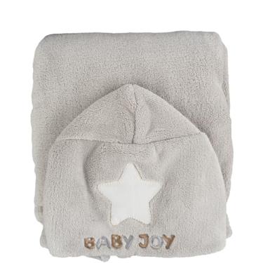 Imagem de Roupão Baby Joy Super Seca com Capuz Bordado – Estrela Cinza