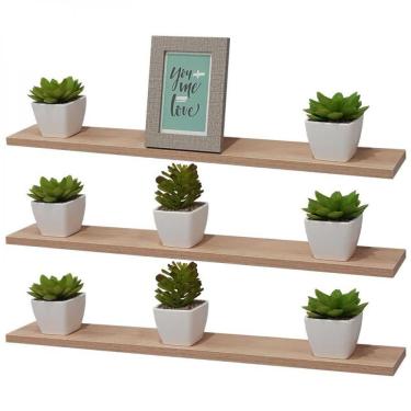 Imagem de Kit 3 Prateleiras 70 X 30cm Carvalho Com Mão Francesa