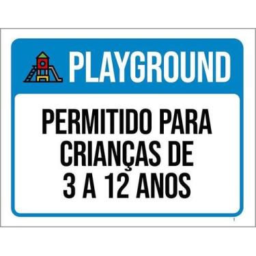 Imagem de Kit 5 Placa Acm Playground Permitido Crianças 3 12 18X23 - Sinalizo