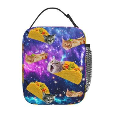 Imagem de Lancheira Gianlaima Isolated Cat Taco Galaxy Cooler Tote